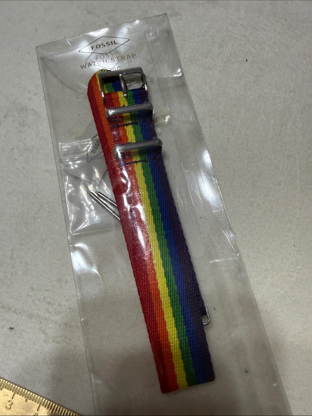 Fossil Rainbow Pride  Nylon Watch Strap - Red/Orange/Yellow/Green/Blue/Purple 18